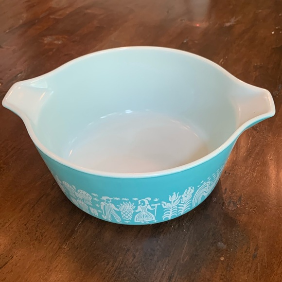 Pyrex 475 Vintage Amish Butterprint Turquoise Casserole, decorative - Picture 2 of 11